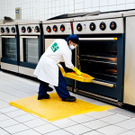 Safe Bakery Environment**

"A bright, clean bakery interior. A baker, fully clothed in appropriate attire, is using a long spatula to remove a tray of golden bread from a modern oven. Another employee is mopping the floor. Visible are safety measures: fire extinguisher, first aid kit, and clear signage. Focus on safety, cleanliness, and organization. safe for work, appropriate content, fully clothed, professional, perfect anatomy, correct proportions, natural pose, well-lit, high quality."

**