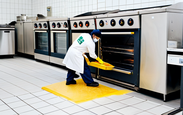 Safe Bakery Environment**

"A bright, clean bakery interior. A baker, fully clothed in appropriate attire, is using a long spatula to remove a tray of golden bread from a modern oven. Another employee is mopping the floor. Visible are safety measures: fire extinguisher, first aid kit, and clear signage. Focus on safety, cleanliness, and organization. safe for work, appropriate content, fully clothed, professional, perfect anatomy, correct proportions, natural pose, well-lit, high quality."

**