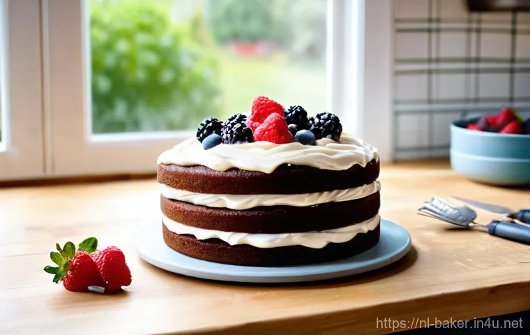 제과제빵 실습 중 흔한 실수와 대처법 - Image Prompt 1: The Sunken Cake of Disappointment**