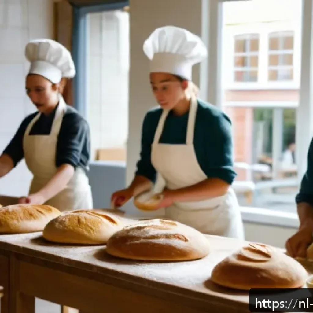 제과제빵 자격증 난이도 비교 - A professional Dutch bakery classroom scene showing a diverse group of adult students wearing clean ...